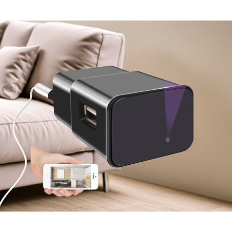 Micro camera Wifi P2P Full HD in Alimentatore 5V USB con Motion Detection