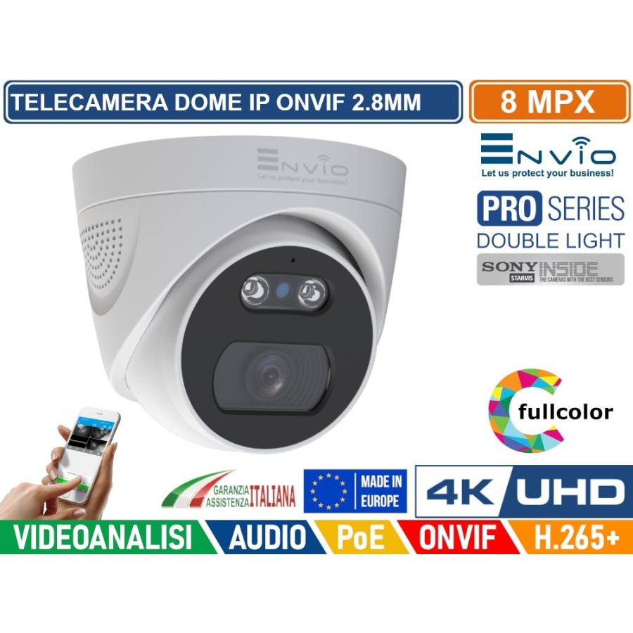 TELECAMERA DOME IP DOUBLE LIGHT 8M