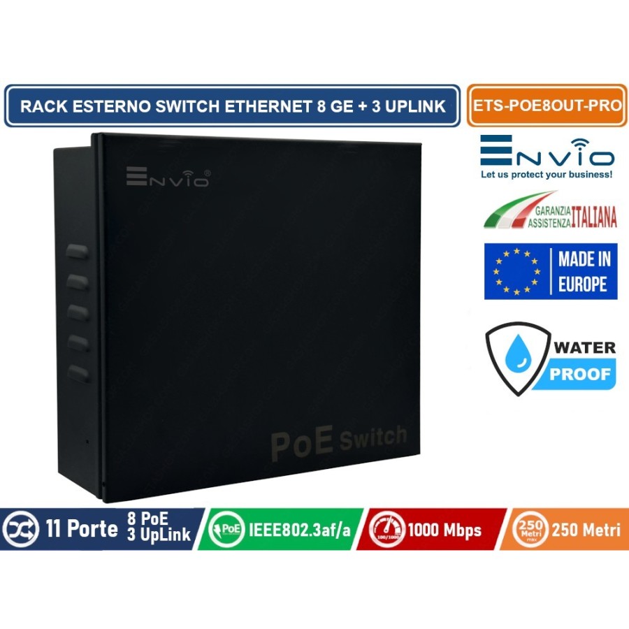 RACK DA ESTERNO CON SWITCH ETHERNET POE