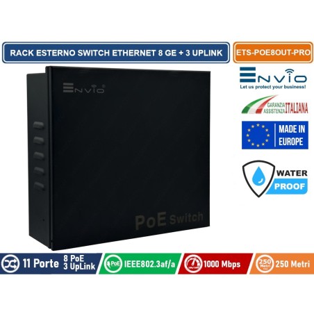 RACK DA ESTERNO CON SWITCH ETHERNET POE
