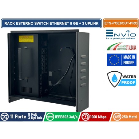 RACK DA ESTERNO CON SWITCH ETHERNET POE