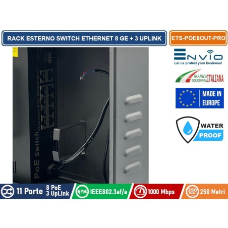 RACK DA ESTERNO CON SWITCH ETHERNET POE