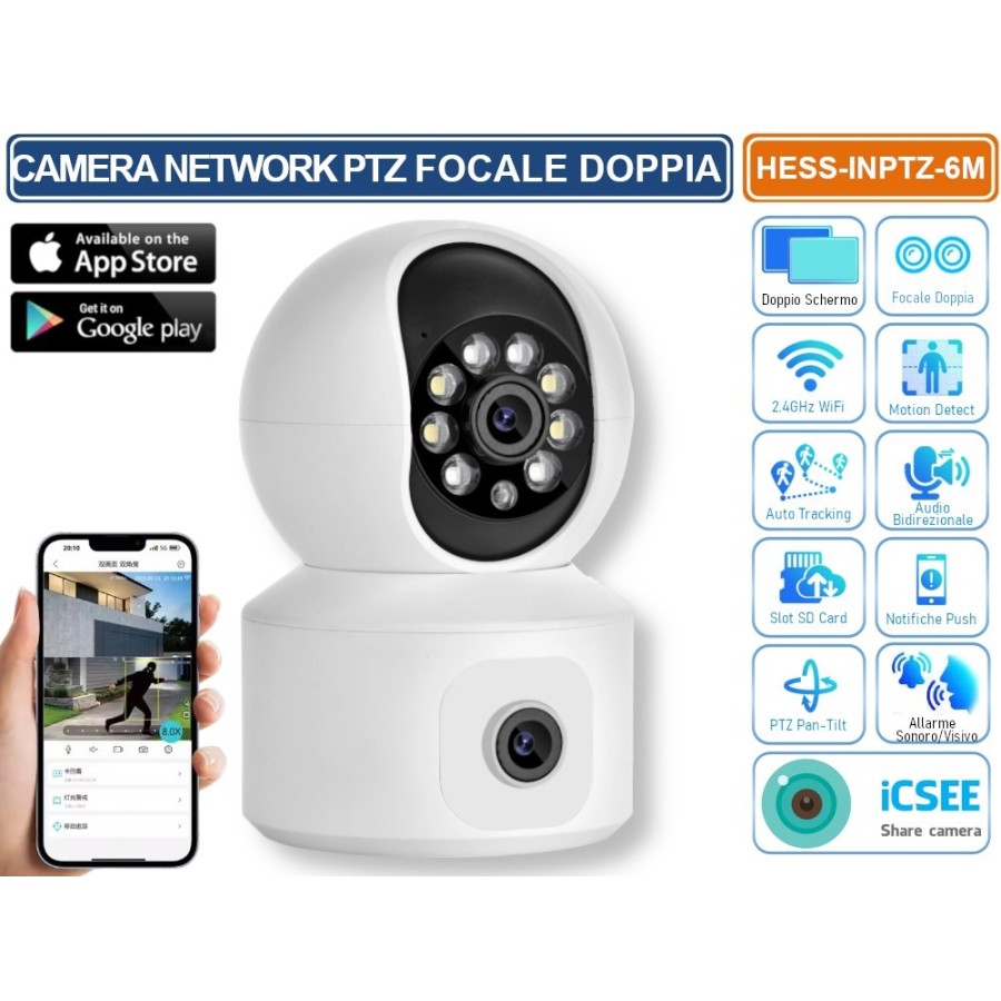 TELECAMERA IP PTZ WIFI DA INTERNO 6MP