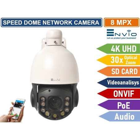 TELECAMERA SPEED DOME NETWORK 4K 8MP ULTRA HD ZOOM OTTICO 30X