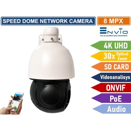 TELECAMERA SPEED DOME NETWORK 4K 8MP ULTRA HD ZOOM OTTICO 30X