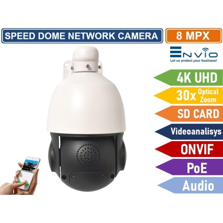 TELECAMERA SPEED DOME NETWORK 4K 8MP ULTRA HD ZOOM OTTICO 30X
