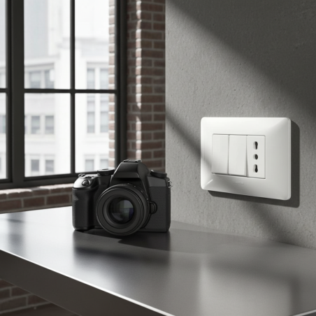 Micro camera Wifi Full HD in Presa Elettrica con Placca Personalizzabile e Trasformatore 220V Integrato audio HD
