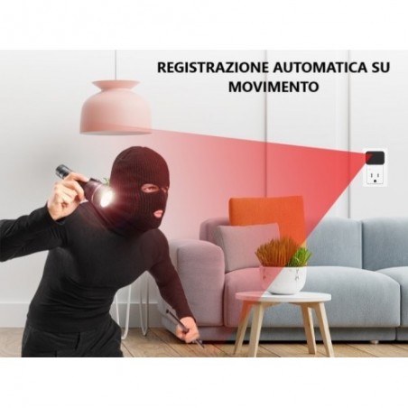 Micro camera Wifi P2P Full HD in Alimentatore 5V USB con Motion Detection