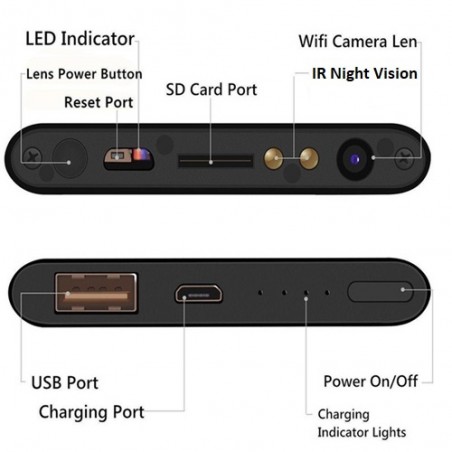 Power Bank Smart 5.000mAh con microtelecamera Wi-Fi Integrata